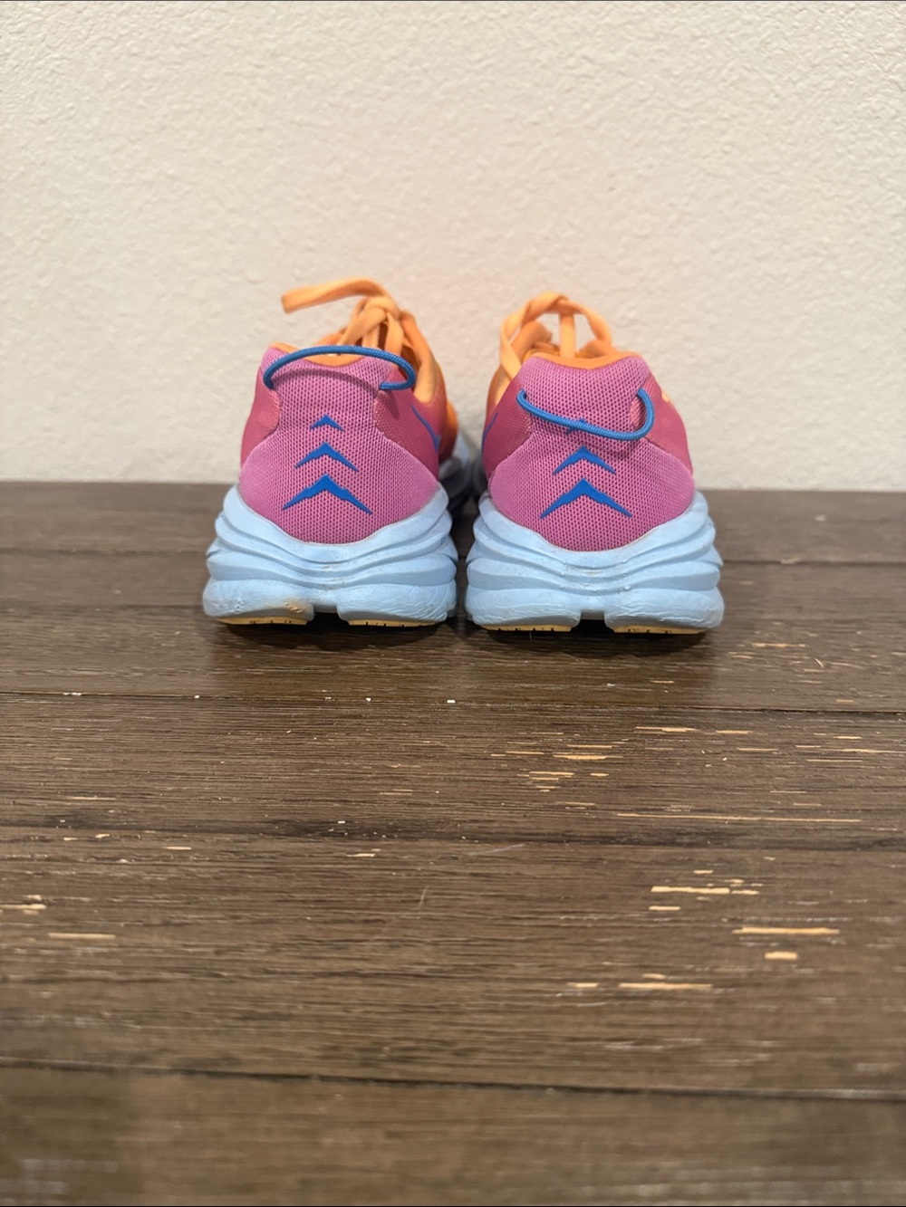 Hoka Women's Orange Pink Running Sneakers with Blue Logo - Picture 2 of 8